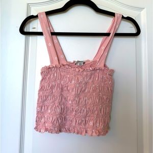 American Eagle flower crop top size XS peach/pink color